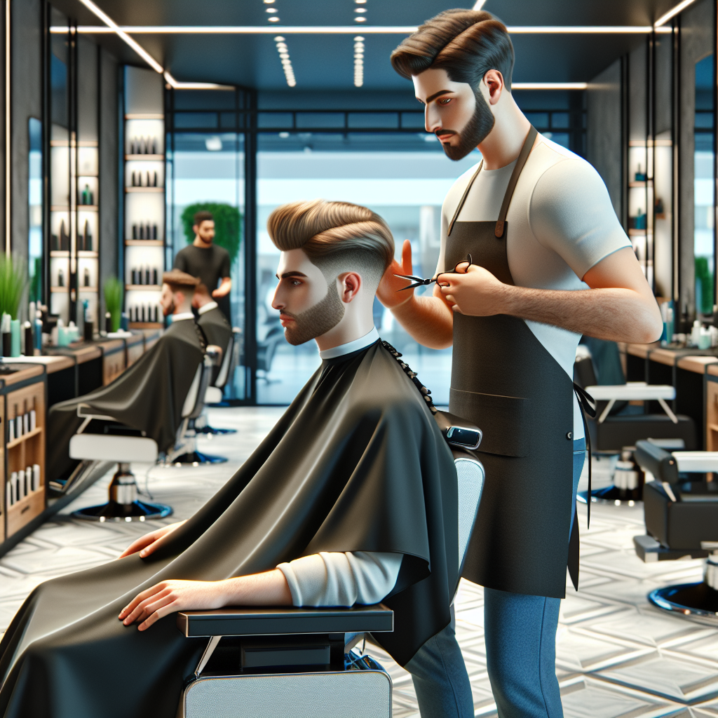 Realistic stock image of barber cutting hair